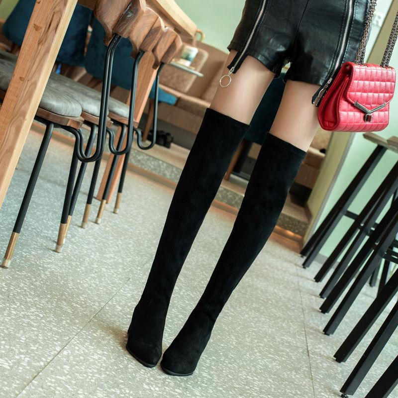 Faux Suede Women Over Knee Boots Lace Up Sexy Chick Heels Shoes Woman Female High Boots Botas Ladies High Boot