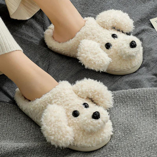Winter Cotton Slippers for Men and Women with Indoor Non-slip Cute Thick Bottom Couple Plush Warm Slippers