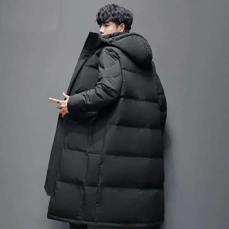 Winter Down Jacket Men and Women Mid-length Thick Padded Jacket Lovers Over-the-knee Handsome Jacket