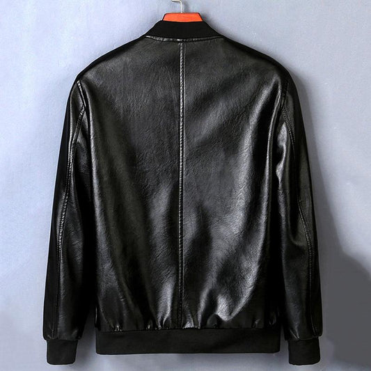 Men's Leather Leather Jacket Faux Soft Leather Jacket Flying Biker Suit Slim Fit Casual Warm Long Sleeve Handsome Zipper Jacket