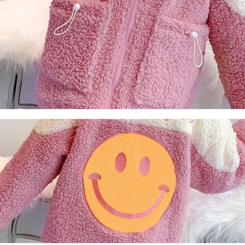 Winter Girls' Jackets Autumn and Winter Children's Cotton Clothes Plus Velvet Thick Warm Jacket Wool Sweater Coat