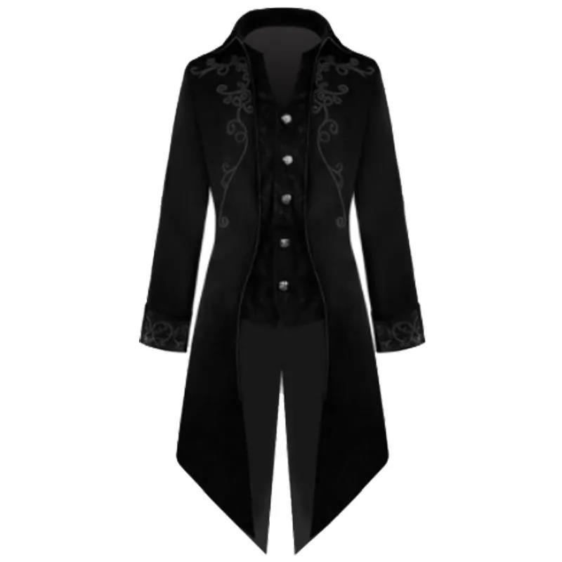 Retro Tuxedo Suit V-neck Floral Flocked Robe Casual Slim Windbreaker Fake 2 Pcs Coat Long Over The Knee Men