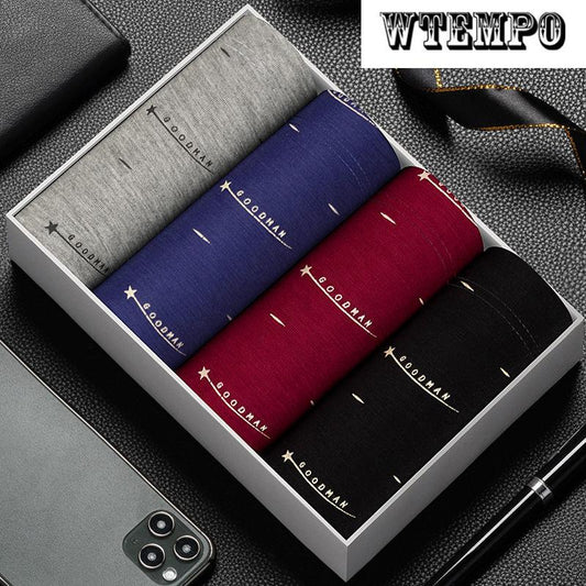 4 Pcs Men Boxer Briefs Elastic U Convex Underpants Underwear Soft and Comfortable Boxer Shorts