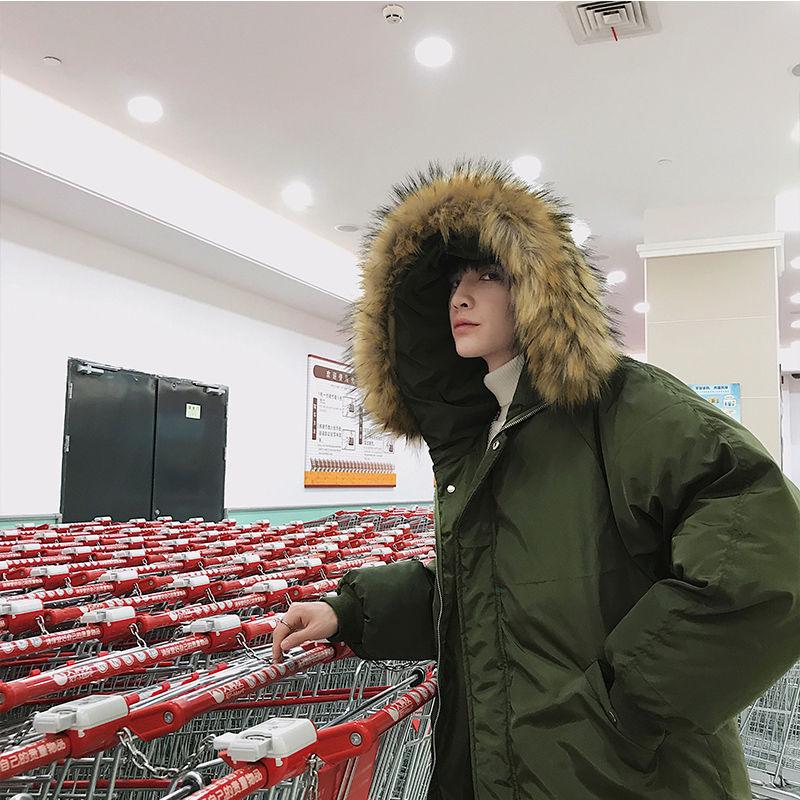 Cotton clothing Large size Down jacket Trend Leisure Men's clothes Winter Medium and long section