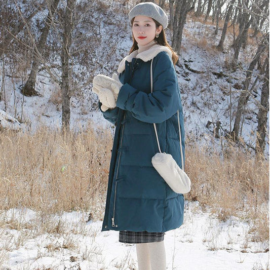 Women's Down Padded Jacket Mid-length Autumn and Winter Jacket Over-the-knee Padded Jacket Thick Loose Padded Jacket
