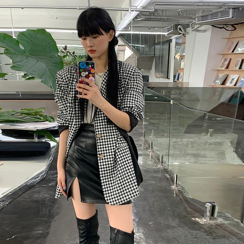Women Sexy Tight Black Leather Skirt A-lineShort Skirt Split Fork Zipper Club Casual Home Office