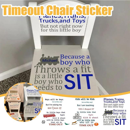 3 Set Boy's Time Out Chair Sticker Child Early Education Sticker Removable Chair Decoration Sticker for Home Decoration Christmas DIY Gift for Boy