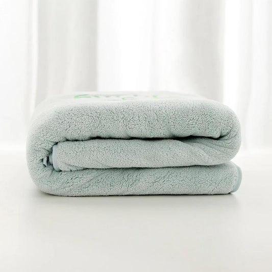 2 PCS Fiber Face Bath Towel Coral Velvet Soft Absorbent Dry Hair Towel Large Face Towel Not Shed Hair Embroidered Quick-Dry Towels for Home Bathroom