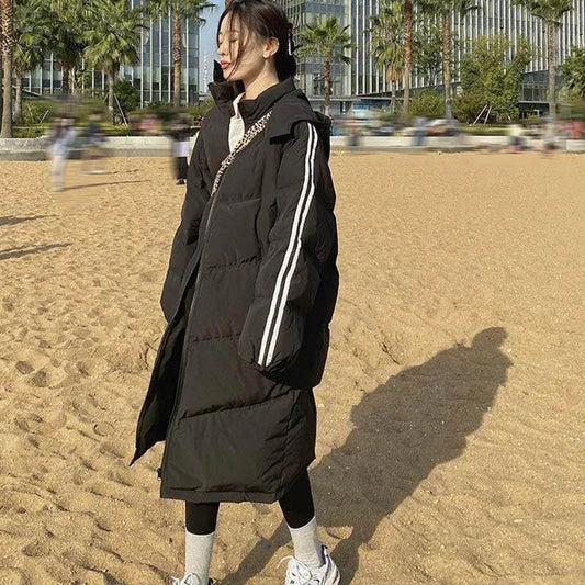 Quilted Jacket Autumn and Winter Korean Style Loose Large Size Thinner Mid-length Coat