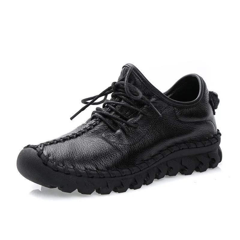 Cowhide Women's Shoes Spring and Autumn Sports Casual Shoes Leather Comfortable Flat Bottom Mother Shoes Soft Bottom All-match Four Seasons Shoes
