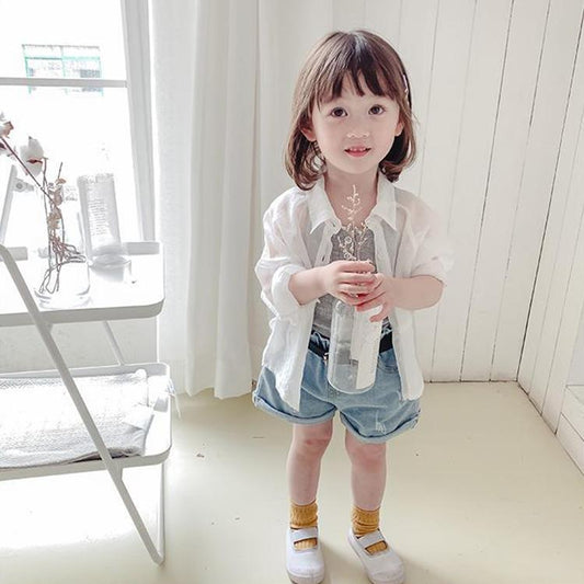 Children's Thin Sunscreen Clothing Summer Cardigan Coat Boy's and Girl's Sunscreen Clothing Breathable Air Conditioning Shirt