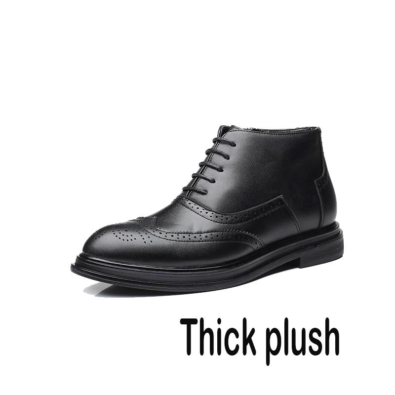 Autumn Men's Casual Leather Shoes Men Winter Plush Business Shoes Men's British Style Martin Boots