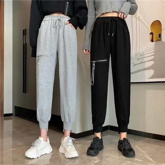 Cotton White Sports Pants Women's Spring and Autumn Models Loose and Thin Casual Pants Women's Harem Pants Women's Health Pants