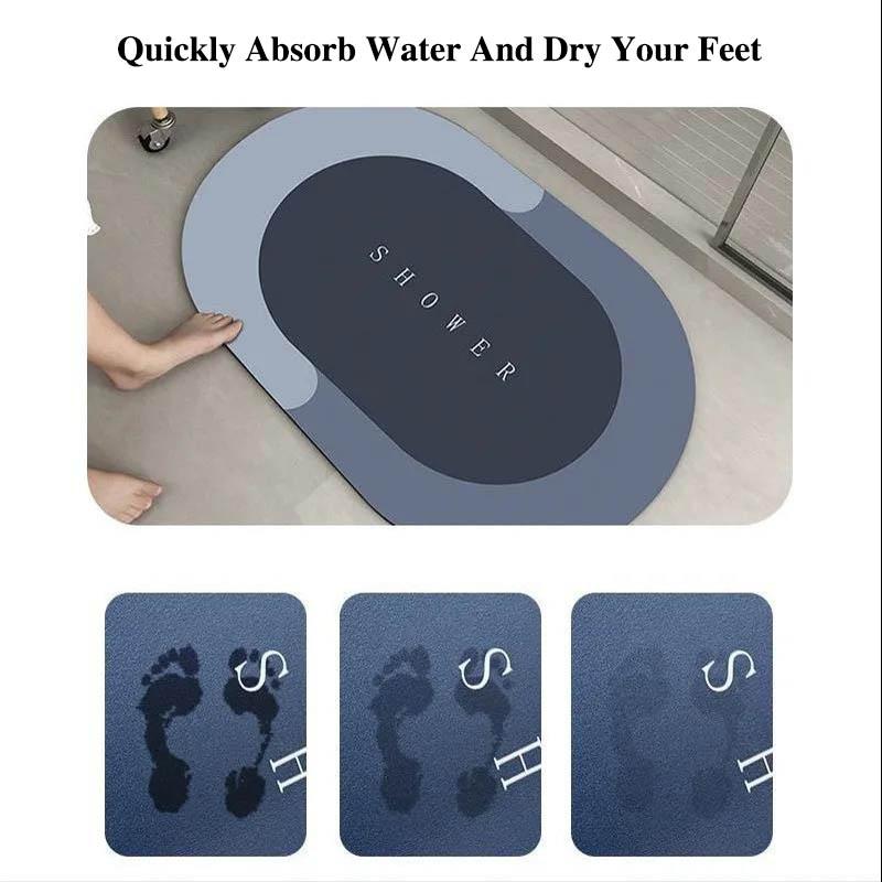 Soft Silicone Algae Water Absorbent Bathroom Floor Mat Toilet Foot Pad To Enter The Door Carpet Mat Toilet Non-slip Pad