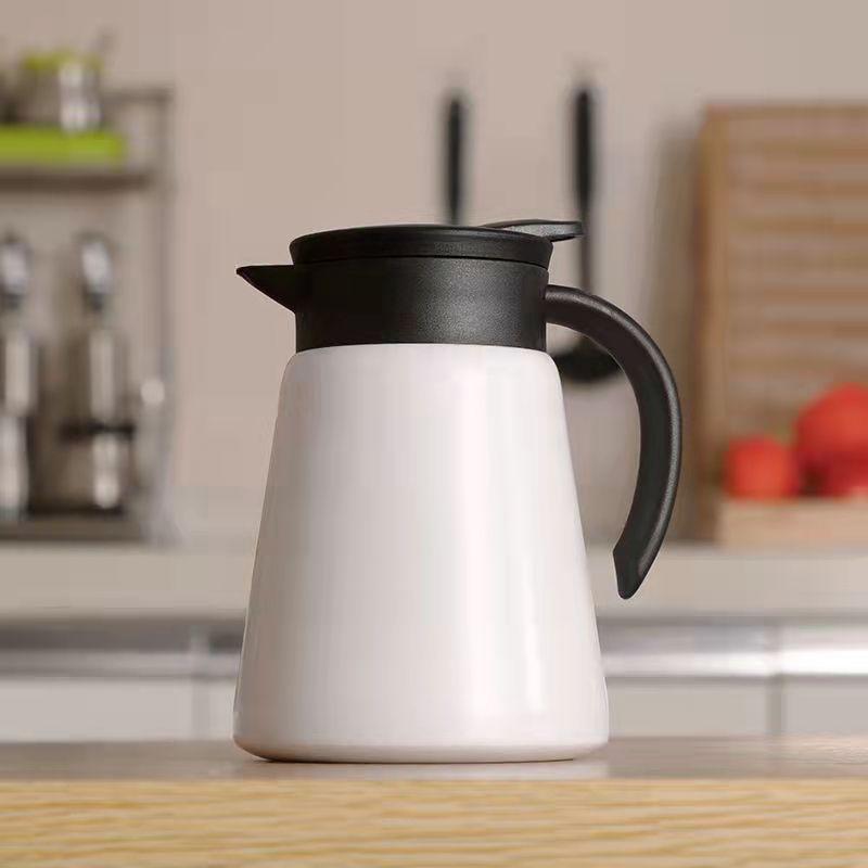 Stainless Steel Oblique Mouth Water Pot Thermos Insulated Tea Pot Light Handle Vacuum Flask 650ml 880ml