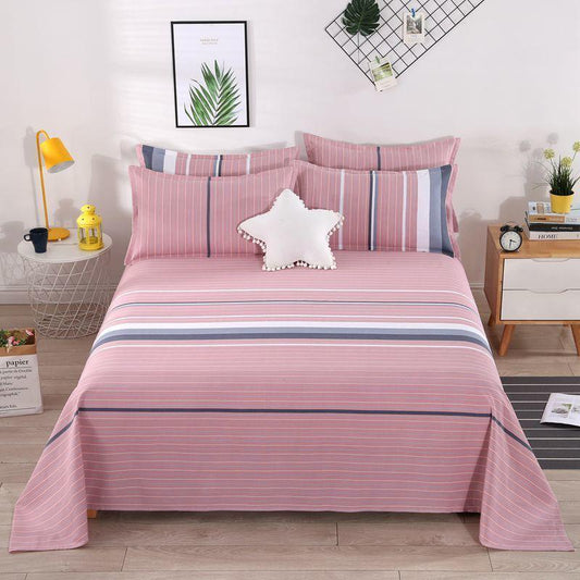 Three-piece Bed Sheet, One-piece Bed Sheet Two Pillowcases Old Coarse Cloth Bed Pure Cotton Thick Bedding Naked Sleeping Removable and Washable