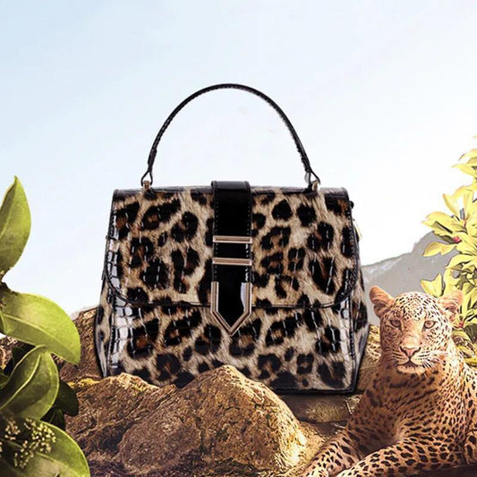 Fashion Leather Handbags Large Capacity Leopard Print Handbags Cowhide Fashion Temperament Shoulder Bag Messenger Bag