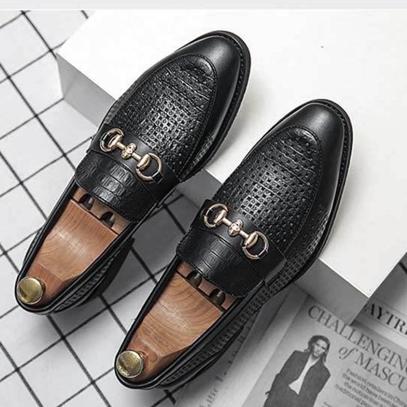 Slip on Formal Dress Shoes for Man Leather Men Shoes Summer Hollow Breathable Oxfords Man Casual Shoes