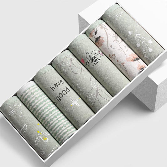 7-Pack Women's Plus Size Underwear Student Low-rise Pants Women's Cotton Underwear