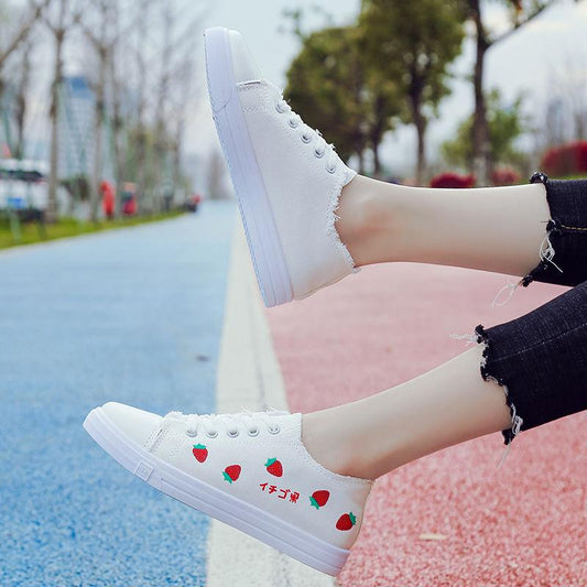 Canvas Shoes Women's Shoes Summer White Shoes Breathable Cloth Shoes Students Flat Sports Shoes Sneakers