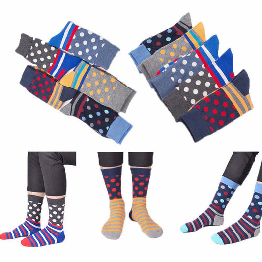 5 pair/lot Colorful Socks Stripe Dot Casual Compression Female Combed Cotton Funny Socks