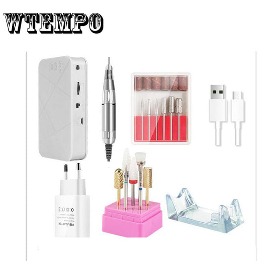 Electric Manicure Machine Nail Drill Bit Pen Gel Polish File Mill Step Up USB Cable