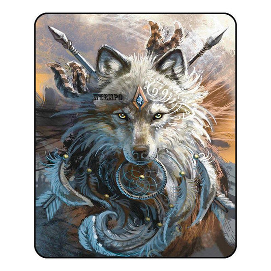 Feather Wolf Pattern Fleece Blankets Keep Warm Bed Sheets Towels The Throws