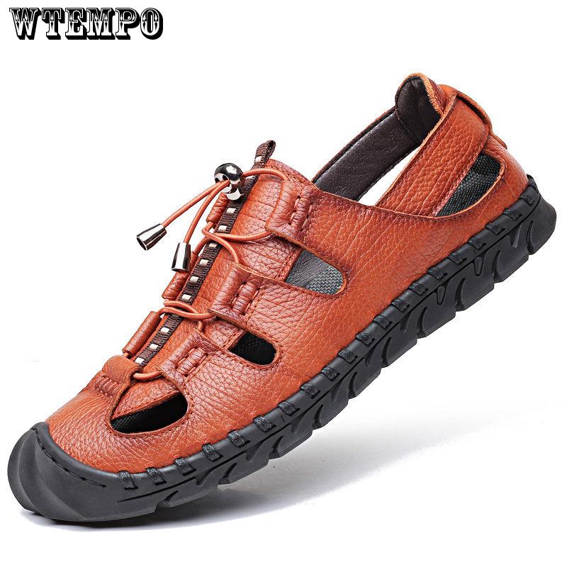 Men Sandals Quality Genuine Leather Men Summer Shoes Classics Comfort Beach Sandals