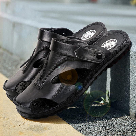 Sandals Men's Summer Men's Slippers Men's Baotou New Men's Slippers Beach Shoes Casual Sandals Men Outdoor Sandals Graffiti Slippers Velcro Slippers