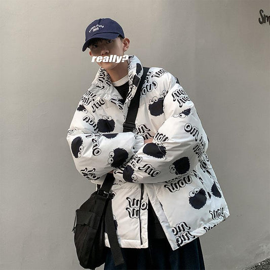 Cotton Men's Winter Jacket Ins Hong Kong Style Cotton Clothes Korean Version of The Trend Loose Padded Stand Collar Padded Jacket
