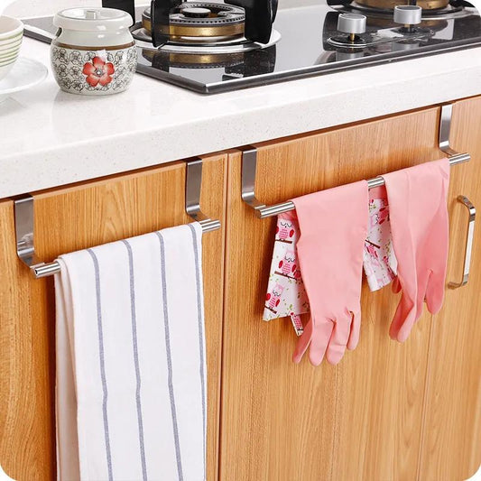 Towel Rack Over Door Towel Bar Hanging Holder Stainless Steel Bathroom Kitchen Cabinet Towel Rag Rack Shelf Hanger