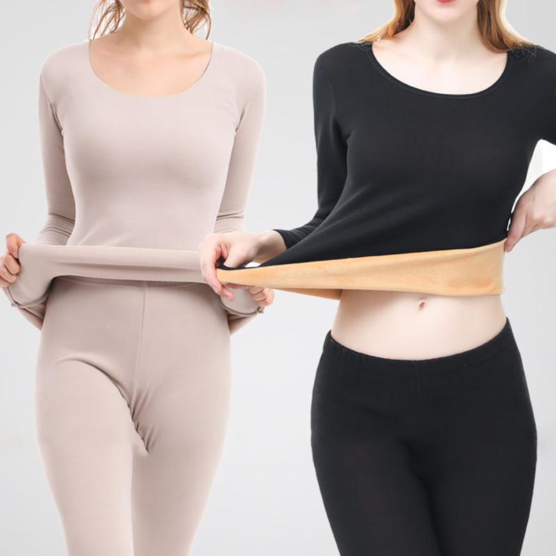 Thermal Underwear Ladies Suit Plus Velvet Thickening Large Size Bottoming Shirt Autumn Clothes Winter Season Tight