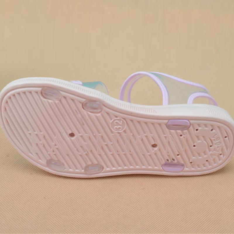 Girls Sandals Summer Flowers Children Princess Crystal Shoes Flat Non-slip Plastic Sandals for Students