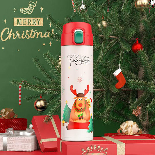 Thermos Cup Stainless Steel Vacuum Flask Female Student Portable Outdoor Large-capacity Water Cup Christmas Vacuum Flask