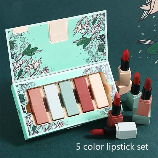 Minimalist 5 Color Moisturize Matte Long Lasting Lipstick Set Waterproof Lipstick Makeup Cosmetic