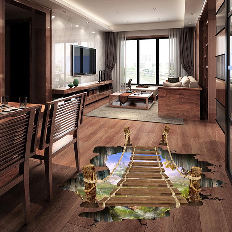Home Decoration Painting Children Room Floor Cartoon Floor Sticker Suspension Bridge Wallpaper