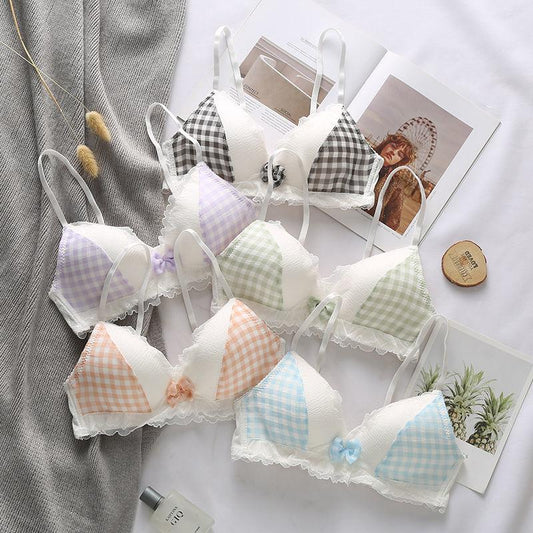Ultra-thin Underwear No Steel Ring Thin Student High School Girl Bra Gathered Small Bra Summer Sexy Cute Light and Breathable