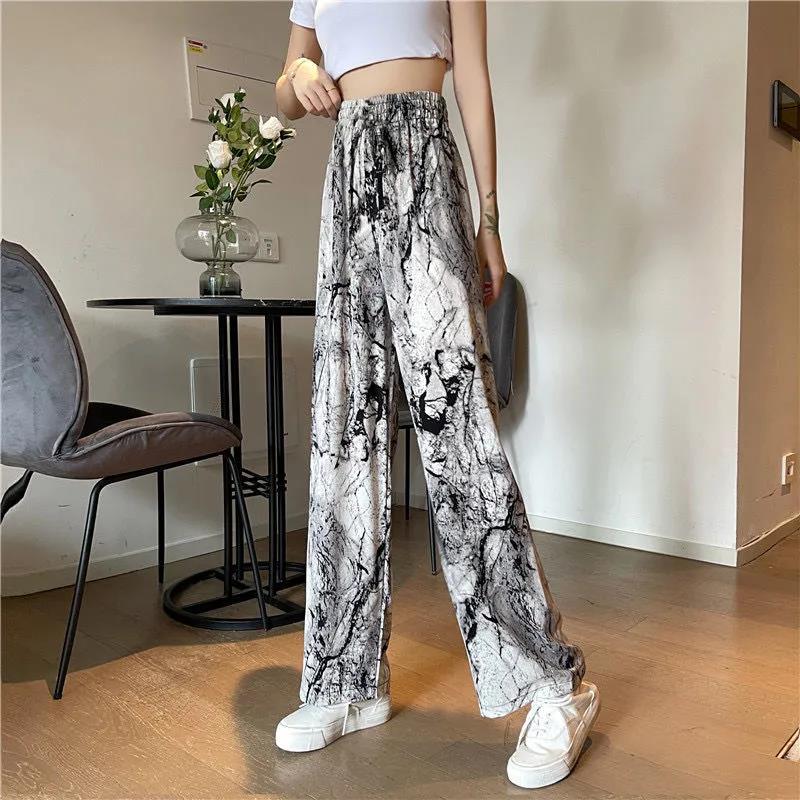 Tie-dye Wide-leg Pants Trousers Tide Summer Retro Loose High-waist Casual Pants Net Red Fried Street Pants Women