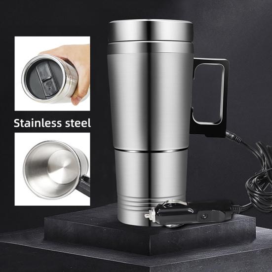 Car Electric Kettle Detachable Fast Heating 12/24V 380ml Stainless Steel Electric Car Heated Kettle Cup for Water Tea Coffee Milk
