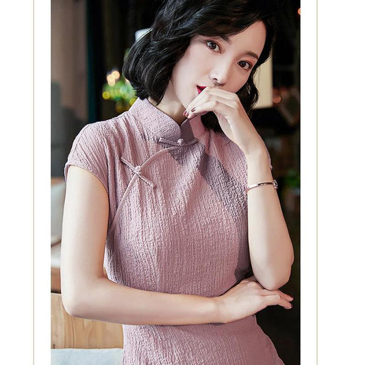 Chinese Style Cheongsam Long Dress Improved Version Cheongsam Women's Dress Skirt Female Summer Thin Retro Chinese Style