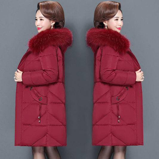 Middle Aged and Elderly Winter Cotton Padded Clothes Medium Length Mother's Down Cotton Padded Jacket