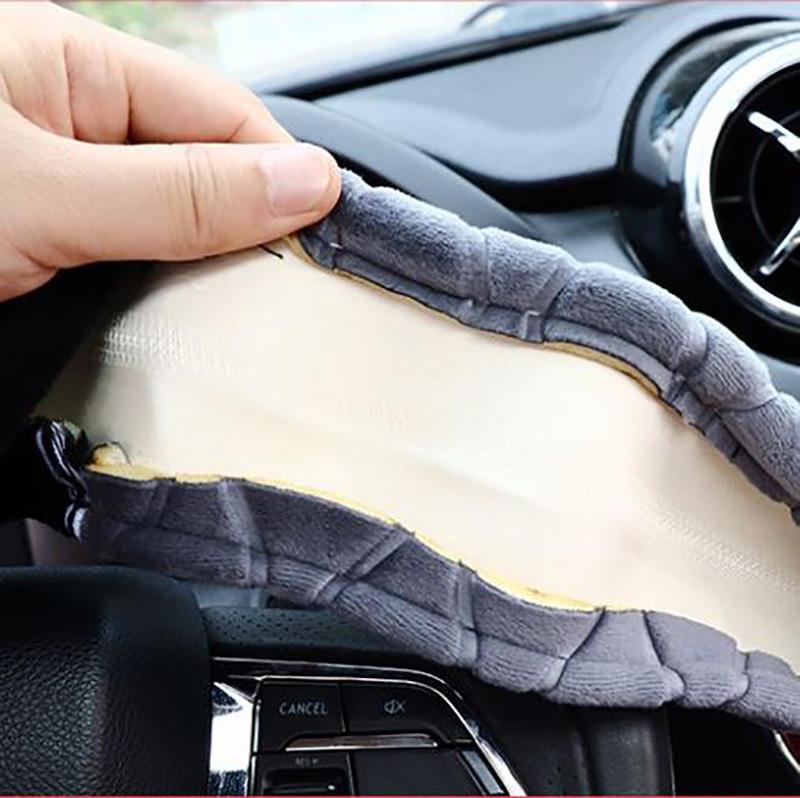 Winter Warm Plush Car Steering Wheel Cover Soft Elastic Embossed Handle Cover for Family Car SUV Truck