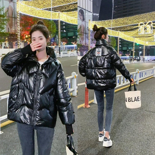 Women's Short Down Padded Jacket Winter Bright Face Down Padded Jacket Thick Loose Small Padded Jacket Korean Style Jacket