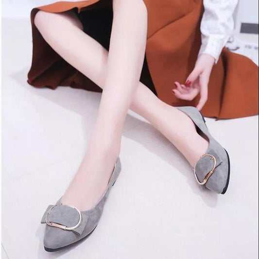 Pointed Toe Single Shoes All-match Square Buckle Women's Shoes Flat Heel Flat Shallow Mouth Comfortable Casual Women's Shoes Work Shoes