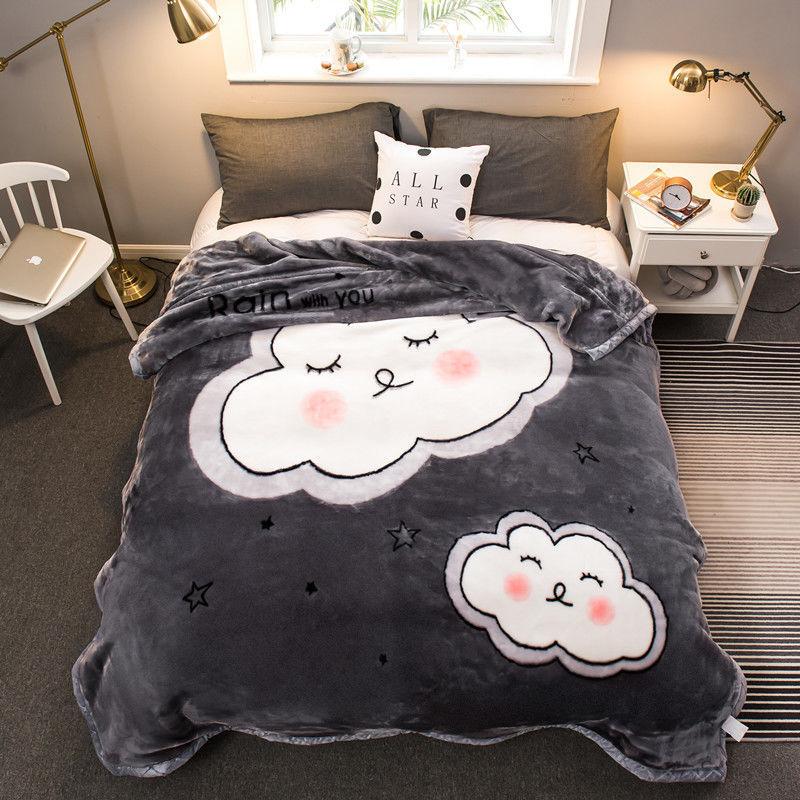 Blanket Coral Fleece Flannel Blanket Mattress Keeps Warm In Winter Thicken Plus Velvet Sheets Nap Sofa Cover Blanket Decoration Travel Blanket Warm