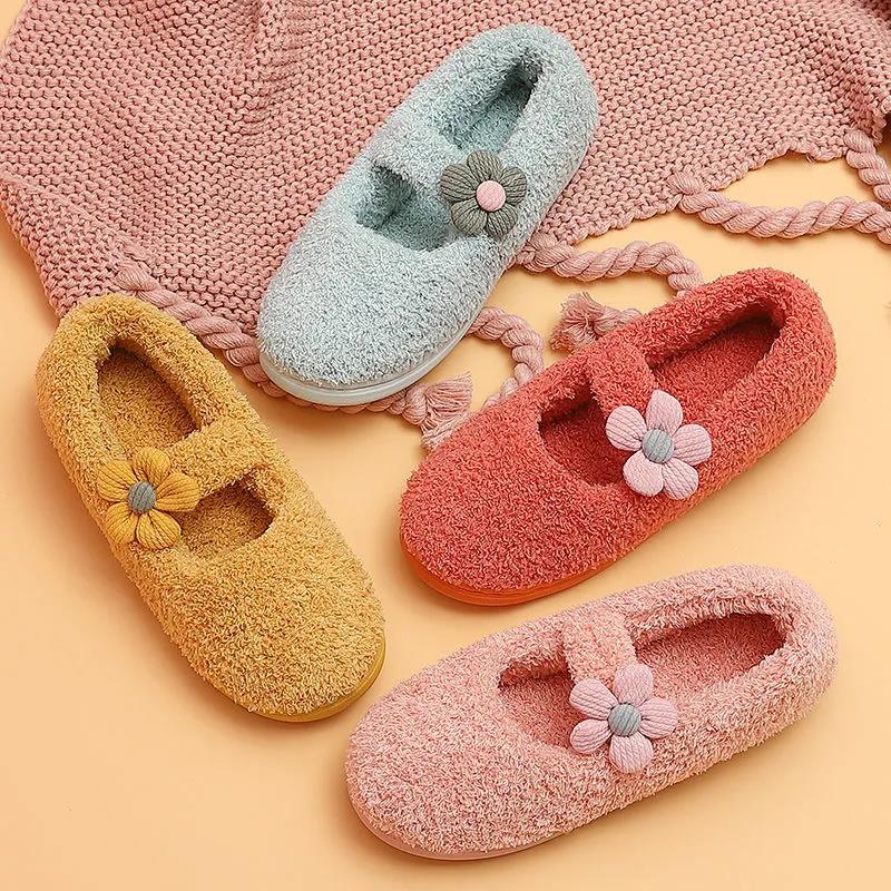Autumn and Winter Women's Slippers Domestic Women's Slippers with Non-slip Soles Plush Slippers Indoor Cute Plush Slippers Soft Shoes