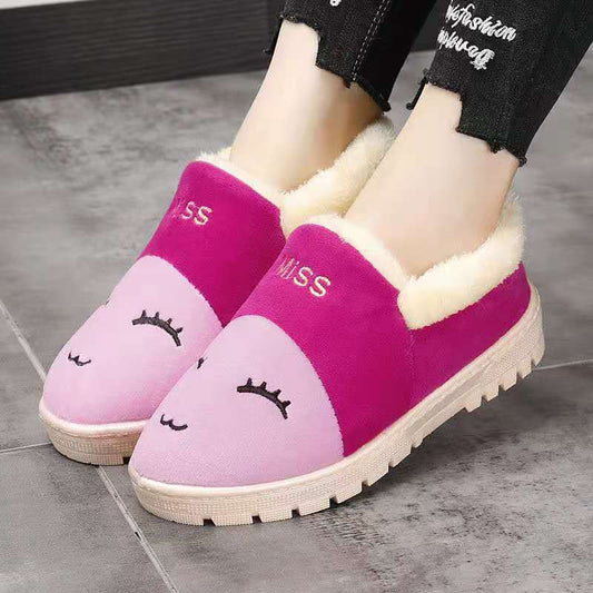 Autumn and Winter Pure Cotton Slippers Indoor Non-slip Soft-soled Shoes Warm Simple Plush Cotton Shoes