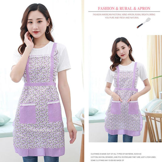 Household Cooking Apron Women's Sleeveless Adult Overalls Home Floral Double Layer Anti-oil Work Clothes Cute Ruffled Apron
