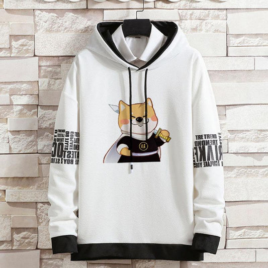Spring & Fall Sweater Suit Bully Dog Print Men Sports Suit Casual Hooded Pullover and Pants for Teen Student