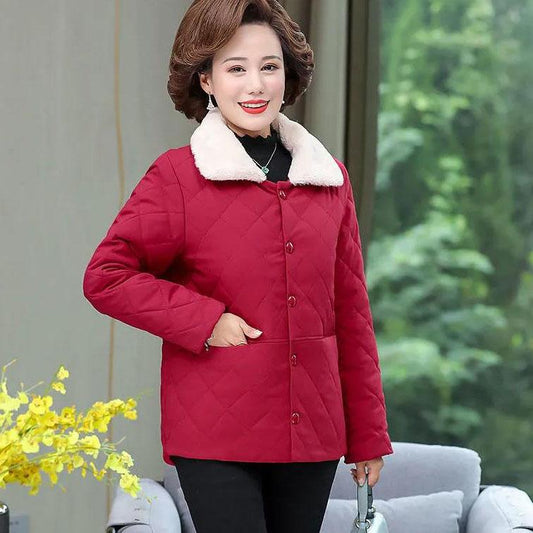 Women's Winter Cotton Padded Jacket Middle-aged and Elderly Women's Large Size Thickened Down Cotton Coats